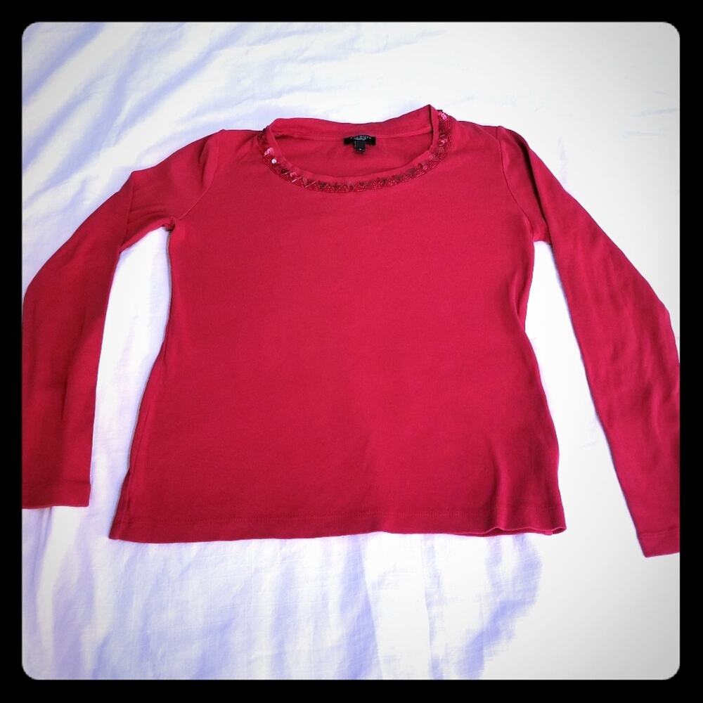 Talbots Red Sequin Beaded size Petite top